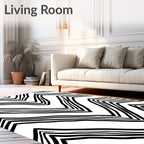 Chic Black White Zigzag Stripe Rug