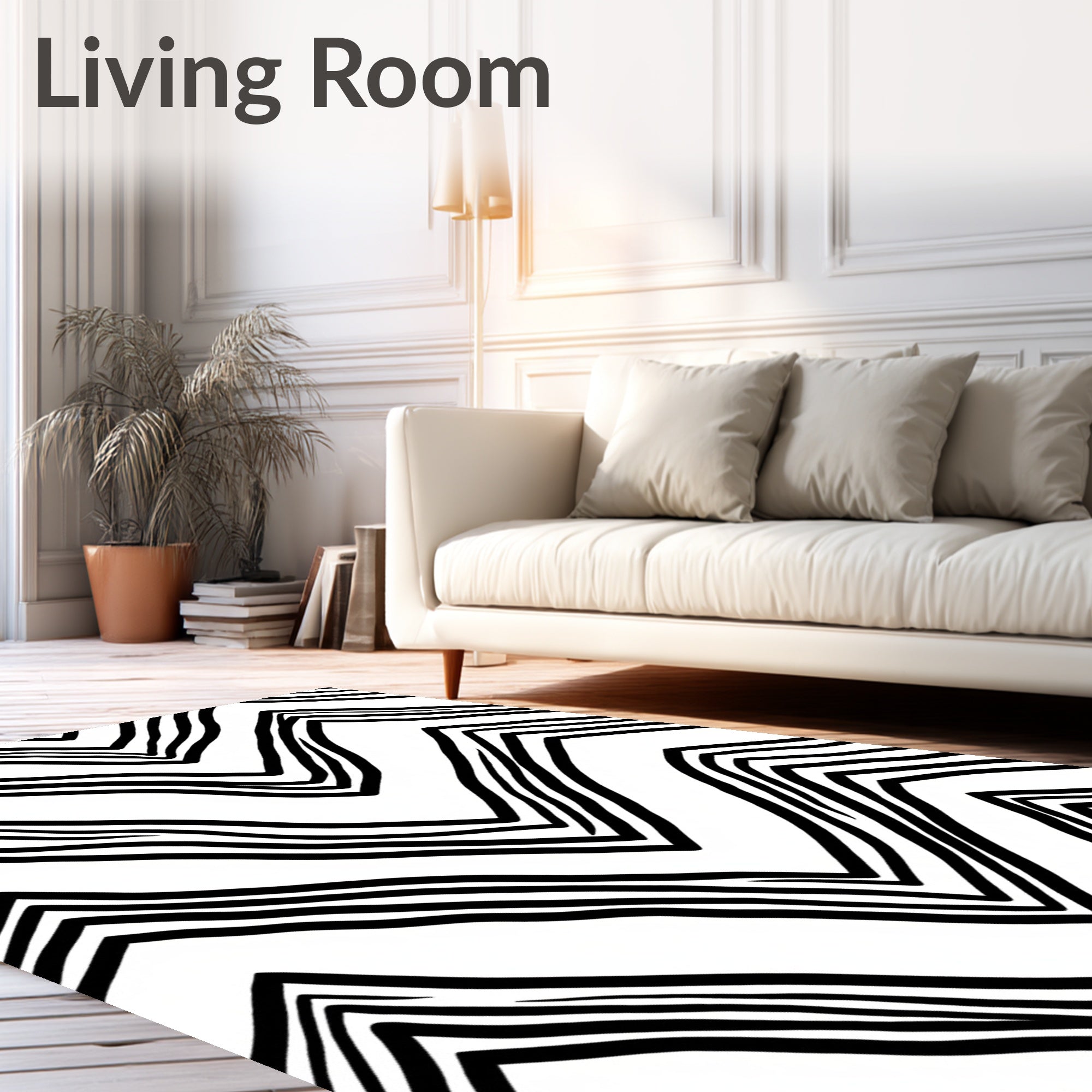Chic Black White Zigzag Stripe Rug