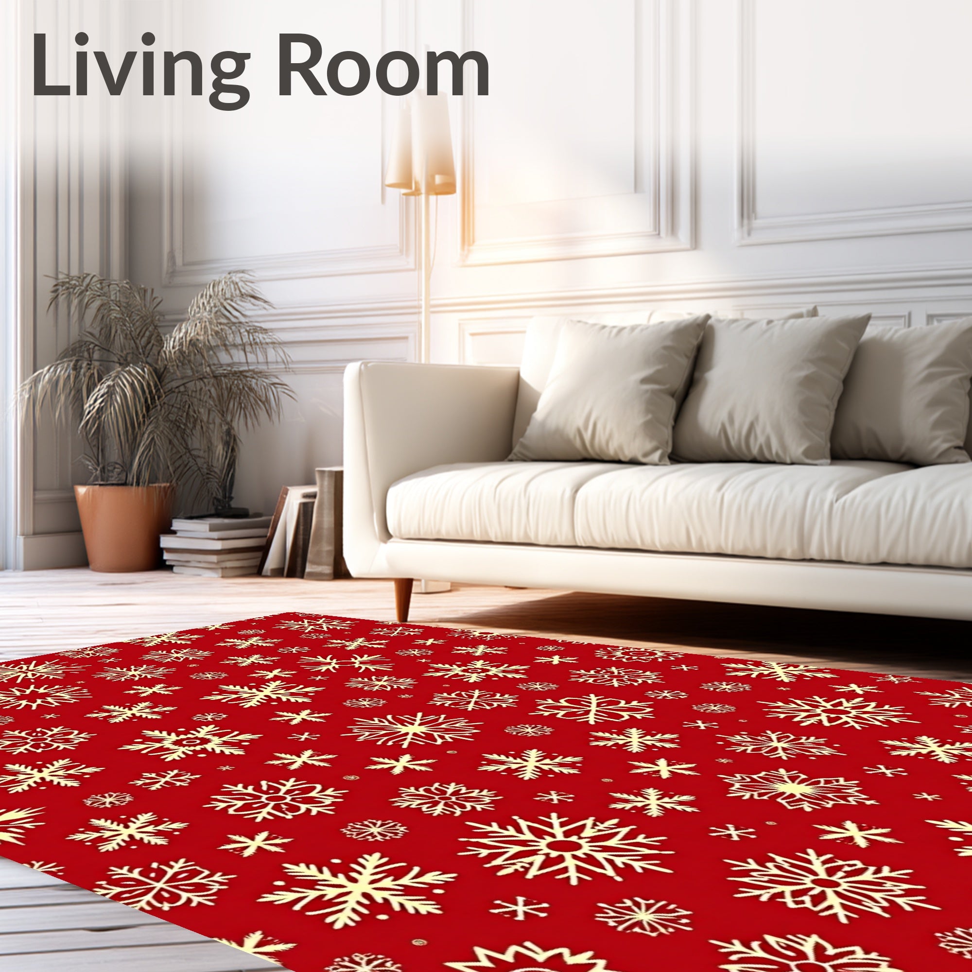 Crimson Snowflakes Repeating Pattern Rug