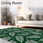 White Feather Leaf Fern Swirls Rug