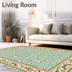 Retro Fern Swirls Mint Border Rug