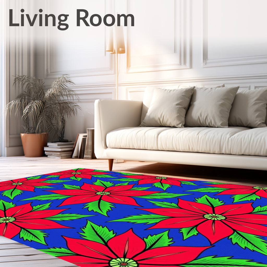 Radiant Red Poinsettia Bloom Rug