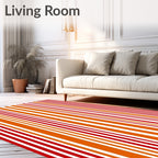 Bold Red Orange Vertical Stripe Runner Rug