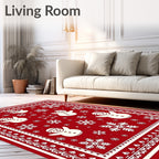 Joyful Red Snowman Snowflake Celebration Rug