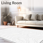 Minimalist Gray Line Abstract Waves Rug