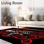 Crimson Skeleton Violinist Ornate Rug