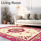 Berry Pink Golden Rose Medallion Rug
