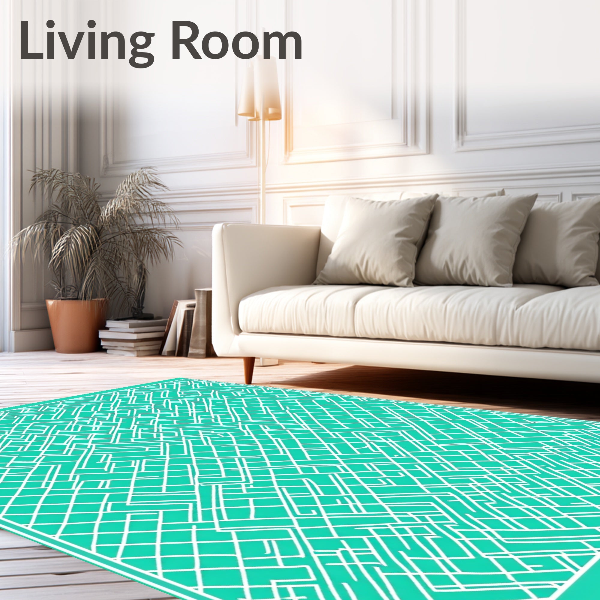 Abstract Geometric Linear Turquoise Rug