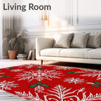 Crimson Snowflake Holly Celebration Rug