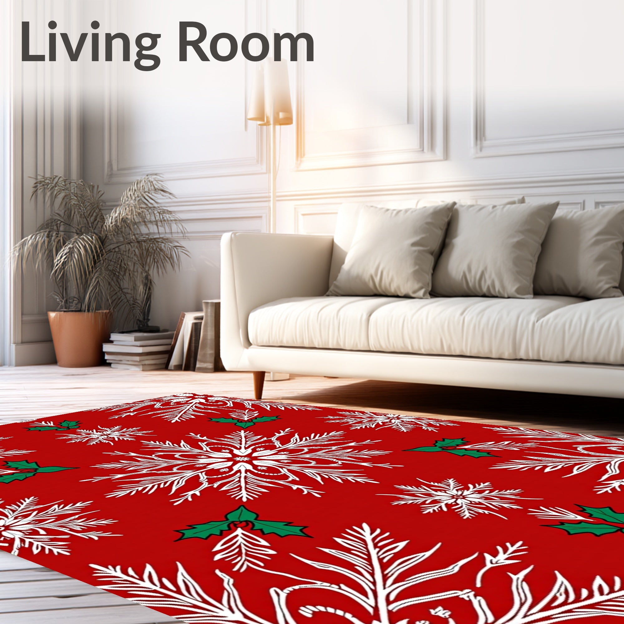 Crimson Snowflake Holly Celebration Rug