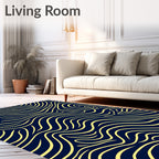 Intertwined Swirls Navy Yellow Rug