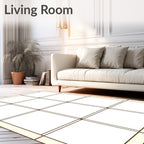 Minimalist Cream Grid Squares Rug