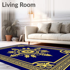 Golden Baroque Medallion Navy Rug