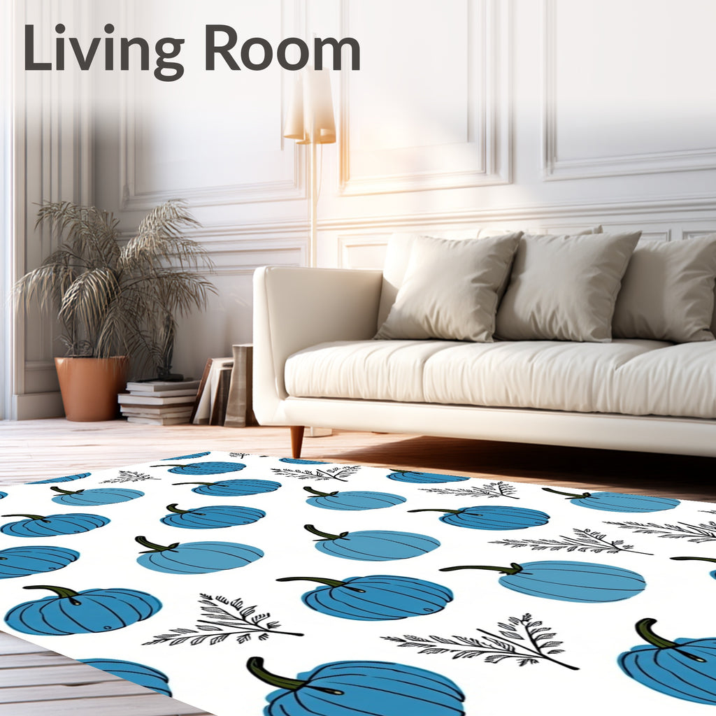 Blue Pumpkin Foliage Scatter Rug