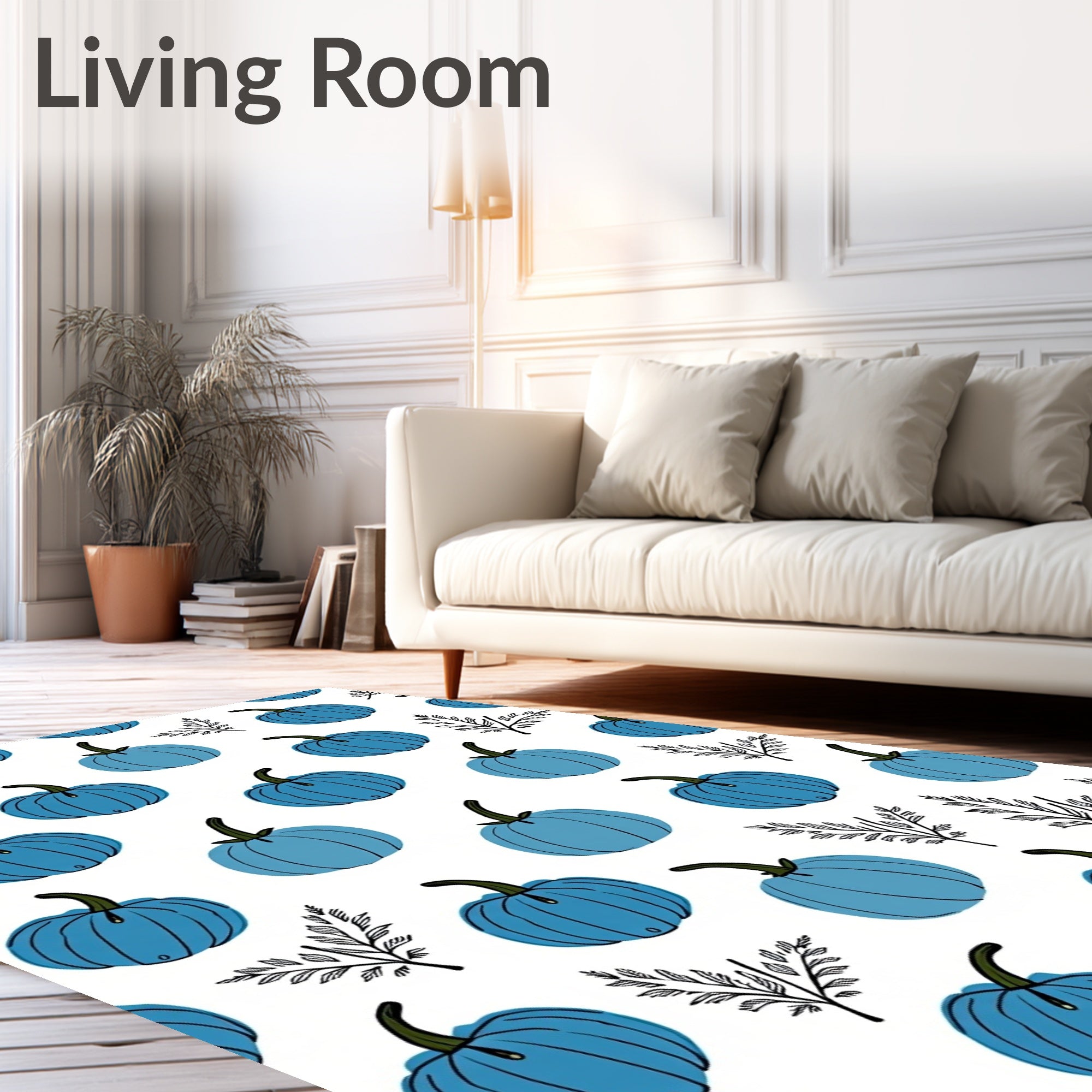 Blue Pumpkin Foliage Scatter Rug