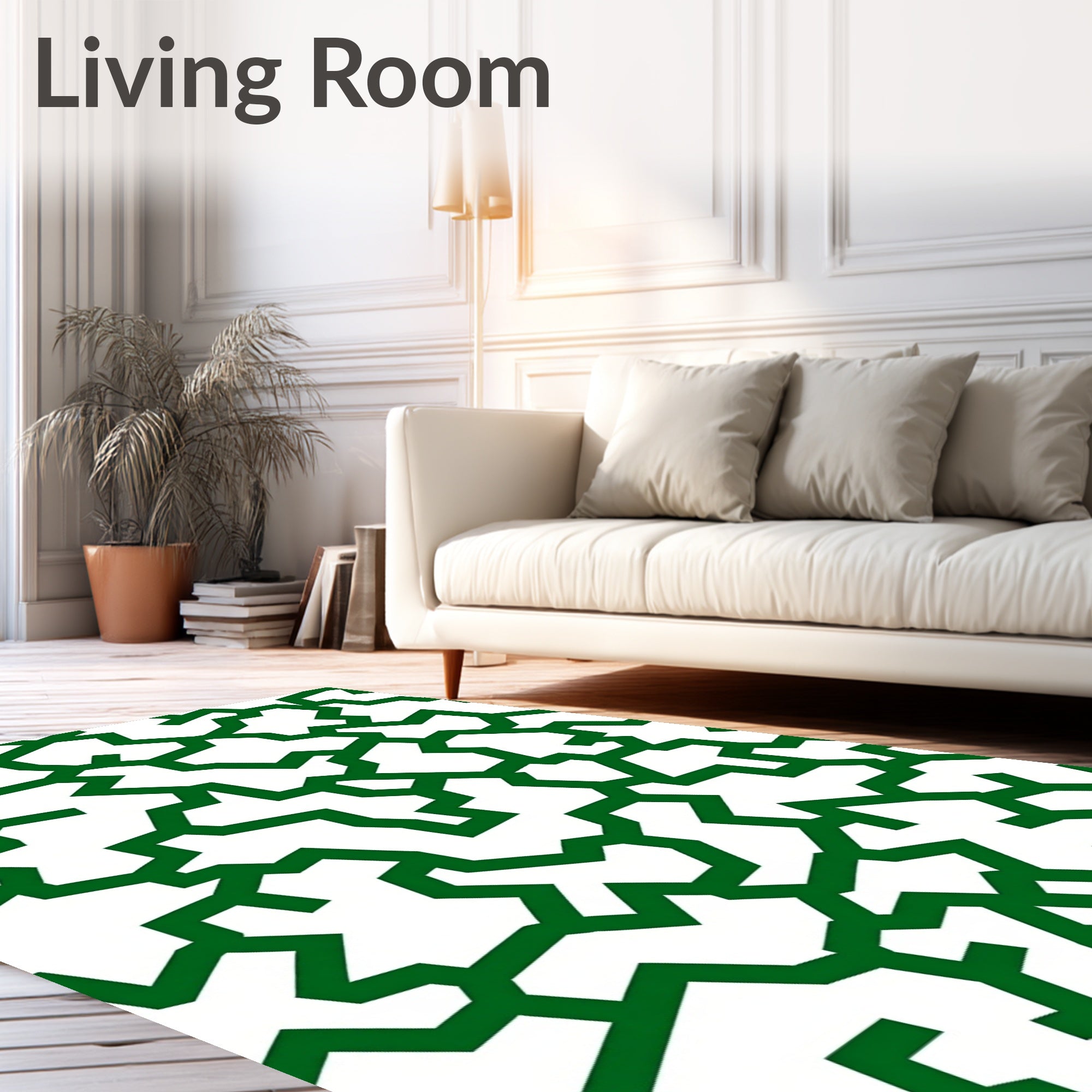 Green Fragmented Abstract Contour Rug