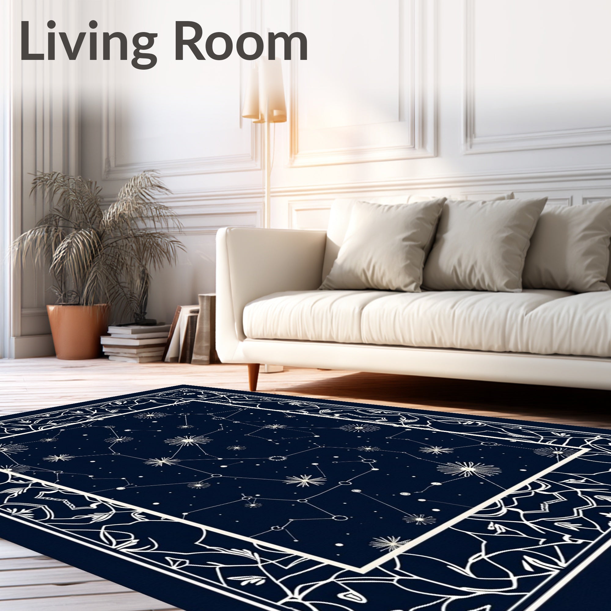 Navy Constellation Celestial Mandala Rug
