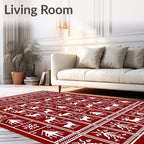 Crimson Deerflake Winter Nordic Rug