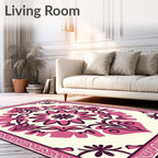 Crimson Floral Medallion Lattice Rug