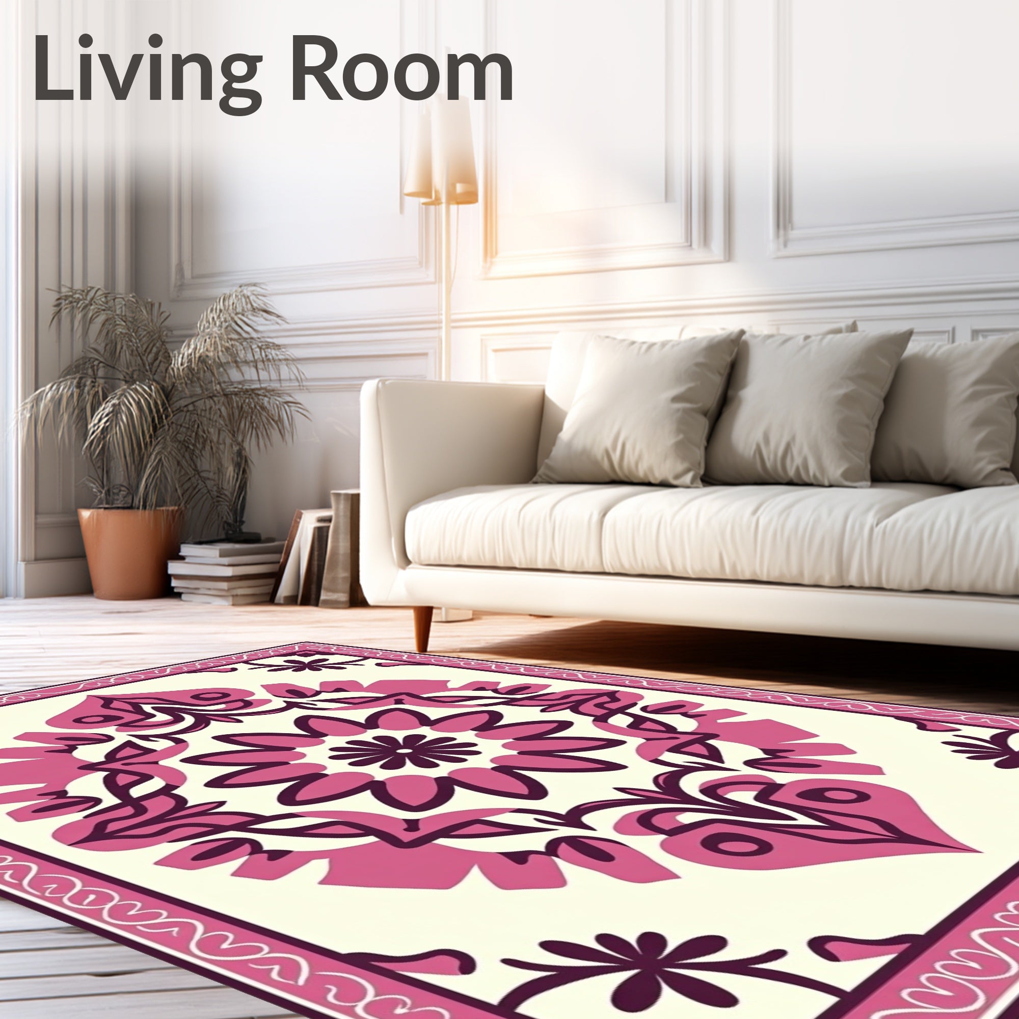 Crimson Floral Medallion Lattice Rug