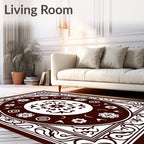 Deep Red Floral Medallion Border Rug