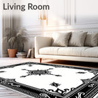 Ornate Black and White Medallion Rug