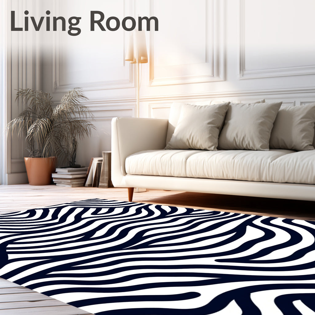 Midnight Navy Abstract Wave Rug