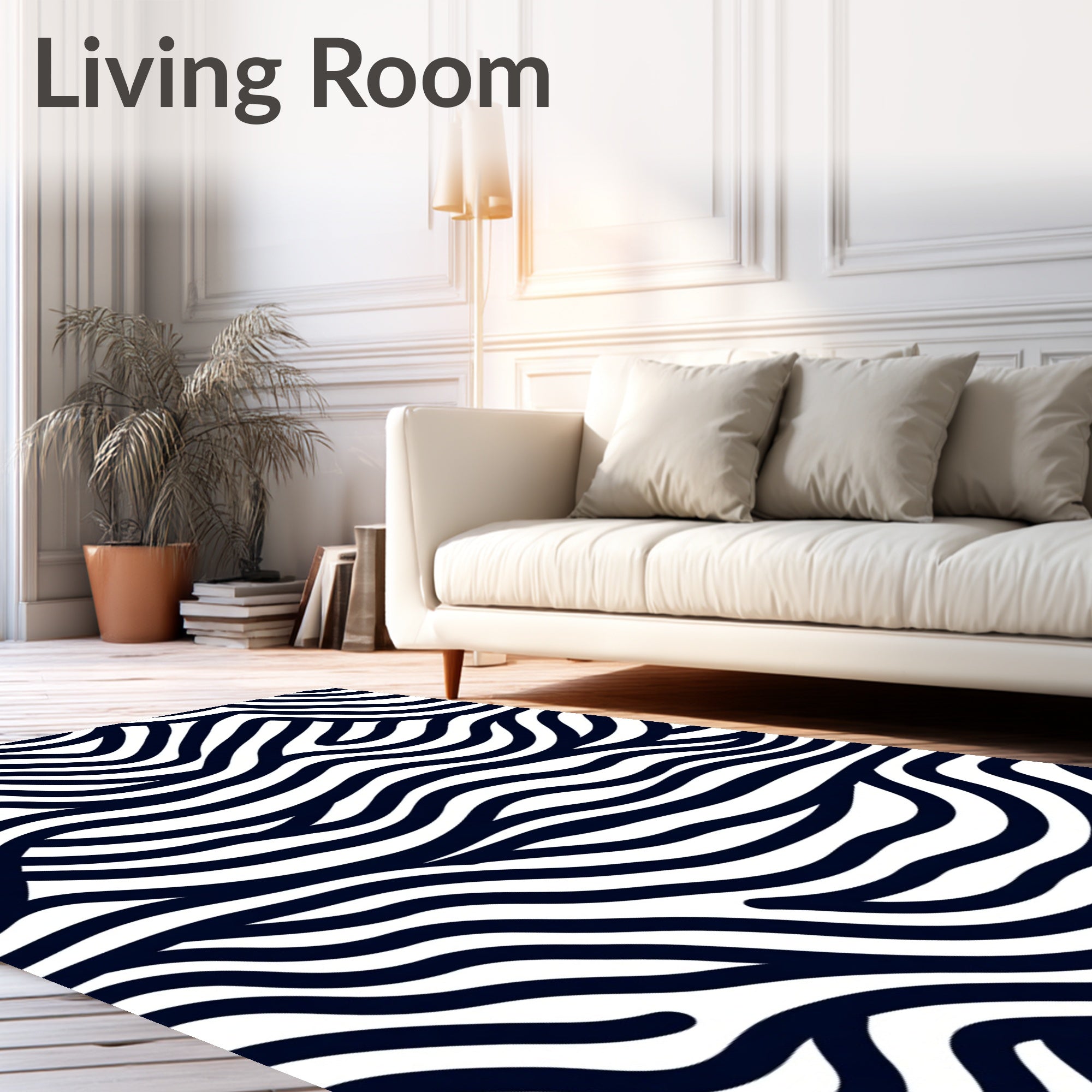 Midnight Navy Abstract Wave Rug