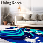 Rippled Ocean Abstract White Starburst Rug