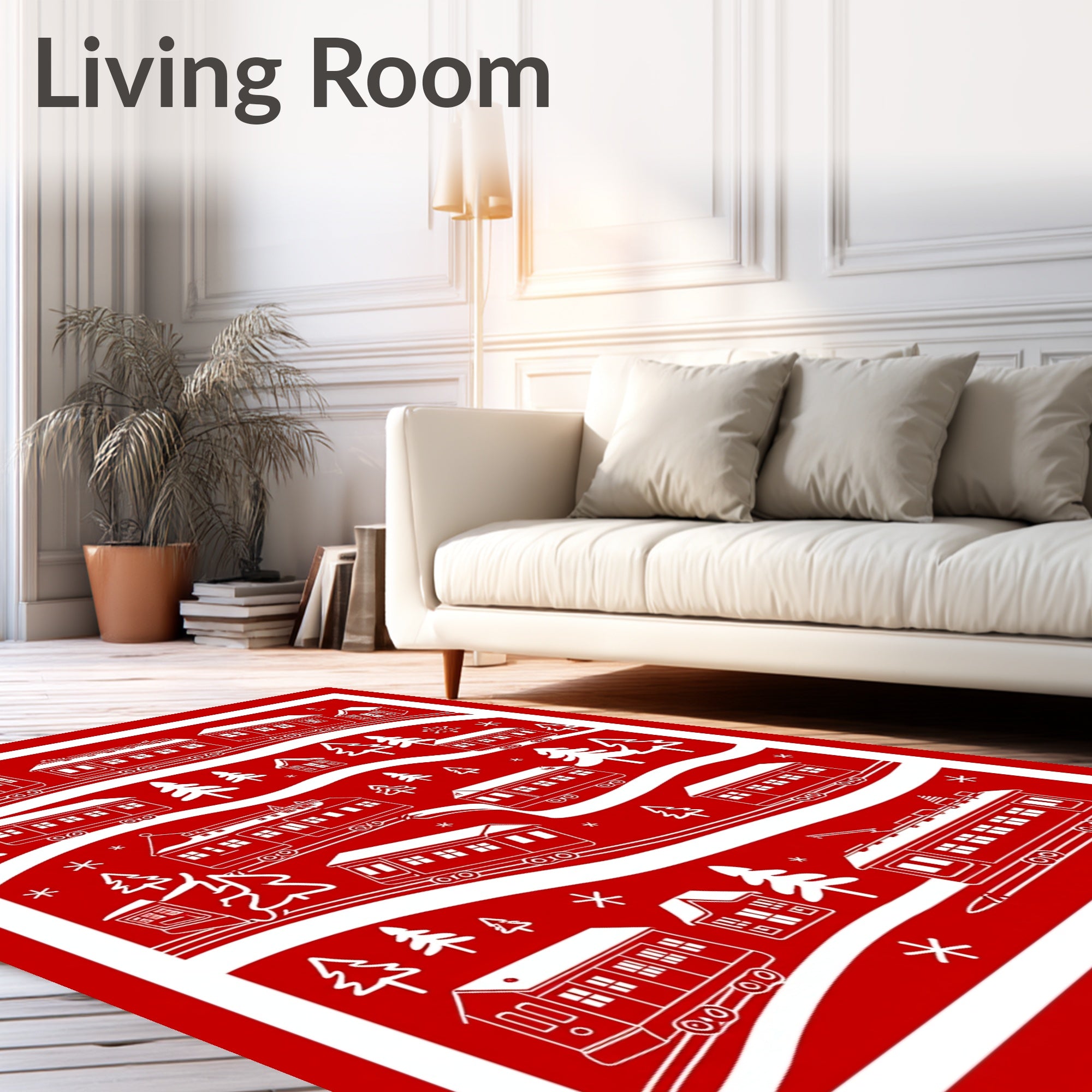 Vintage Red Streetcar Holiday Collection Rug