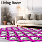 Vibrant Magenta Art Nouveau Floral Rug