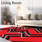 Bold Red Geometric Zigzag Lines Rug