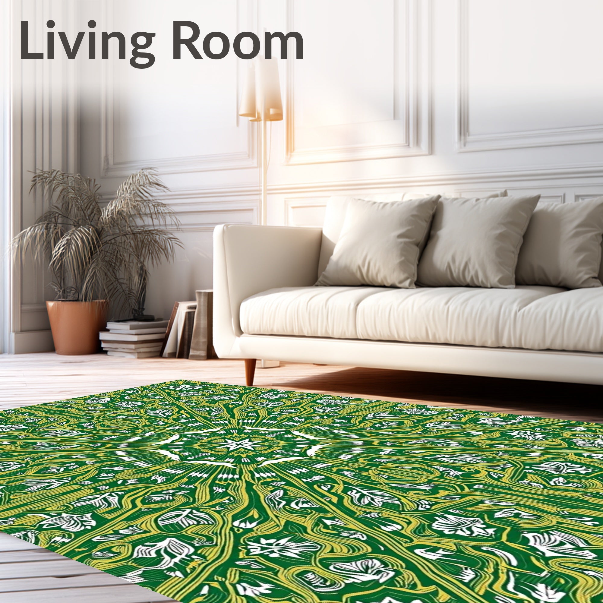 Emerald White Floral Starburst Rug