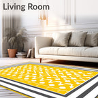 Golden Yellow Geometric Diamond Rug
