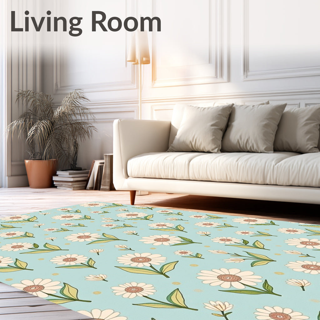 Charming Daisy Meadow Sprinkled Dots Rug