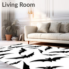 Dark Bat Silhouette Halloween Collage Rug