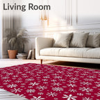 White Snowflake Medley on Deep Red Rug