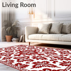 Crimson Floral Art Deco Medallion Rug