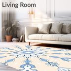 Pale Blue Medallion Abstract Starburst Rug