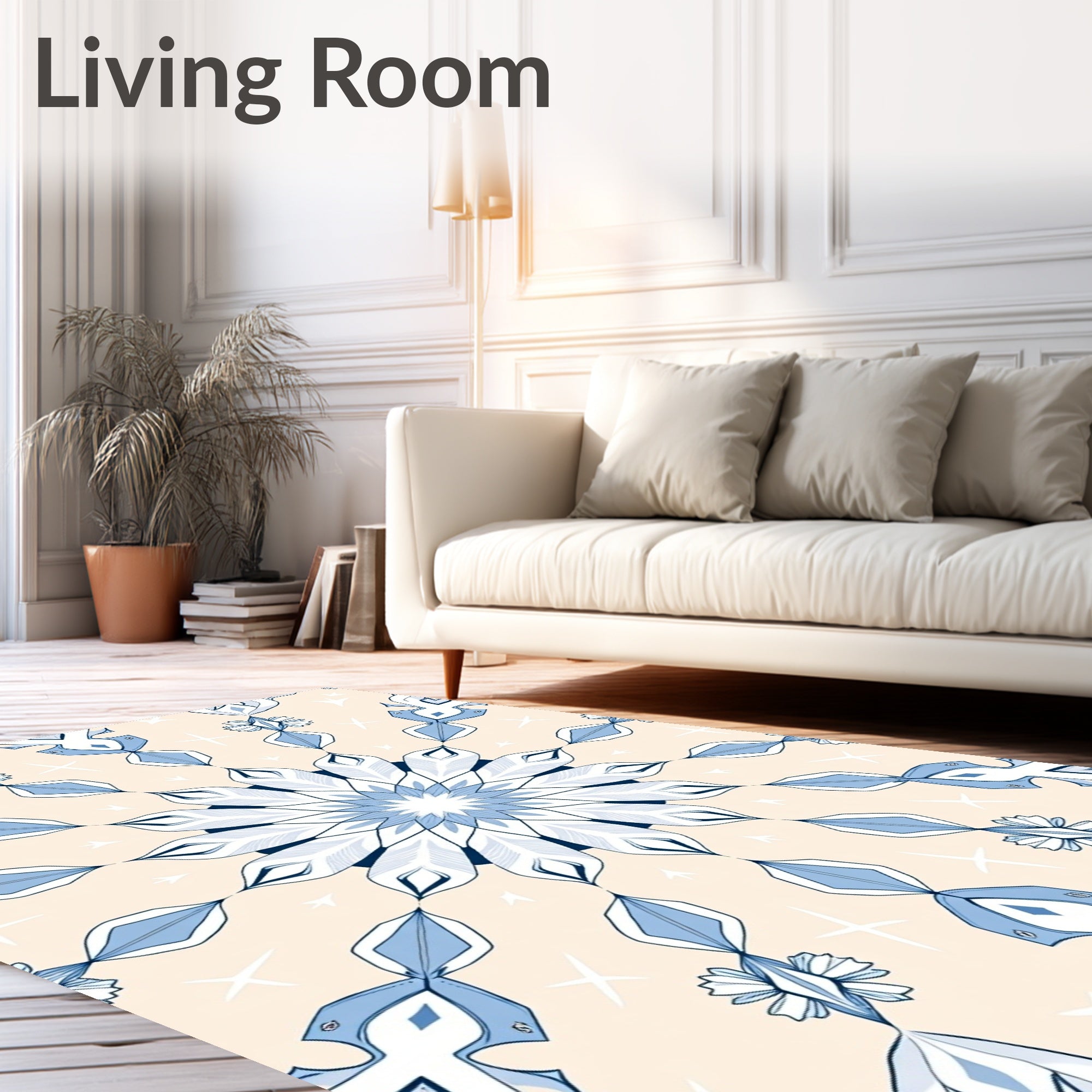 Pale Blue Medallion Abstract Starburst Rug