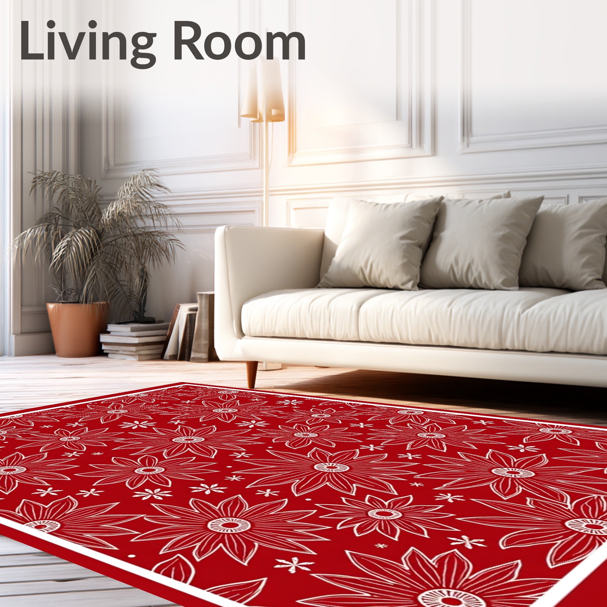 Bold Red Floral Bloom Collage Rug