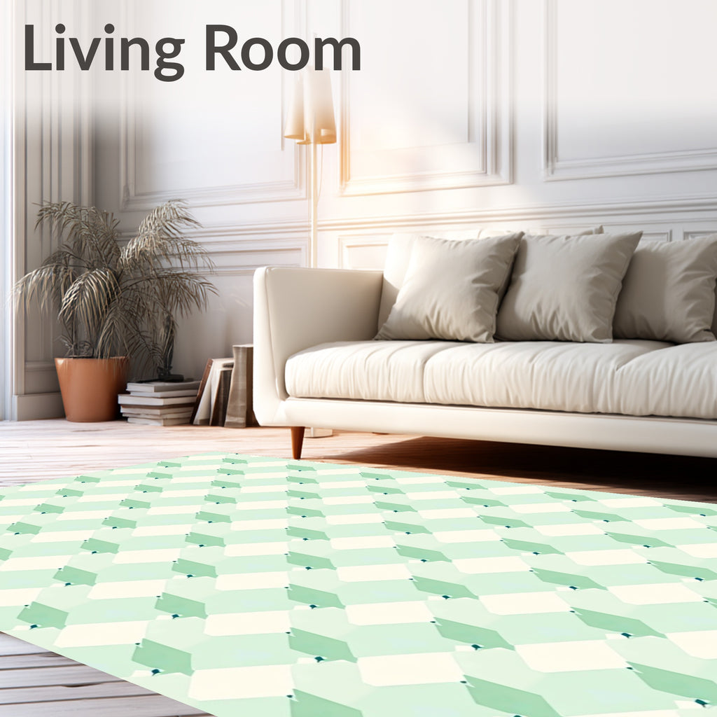 Pale Mint Geo Cube Illusion Rug