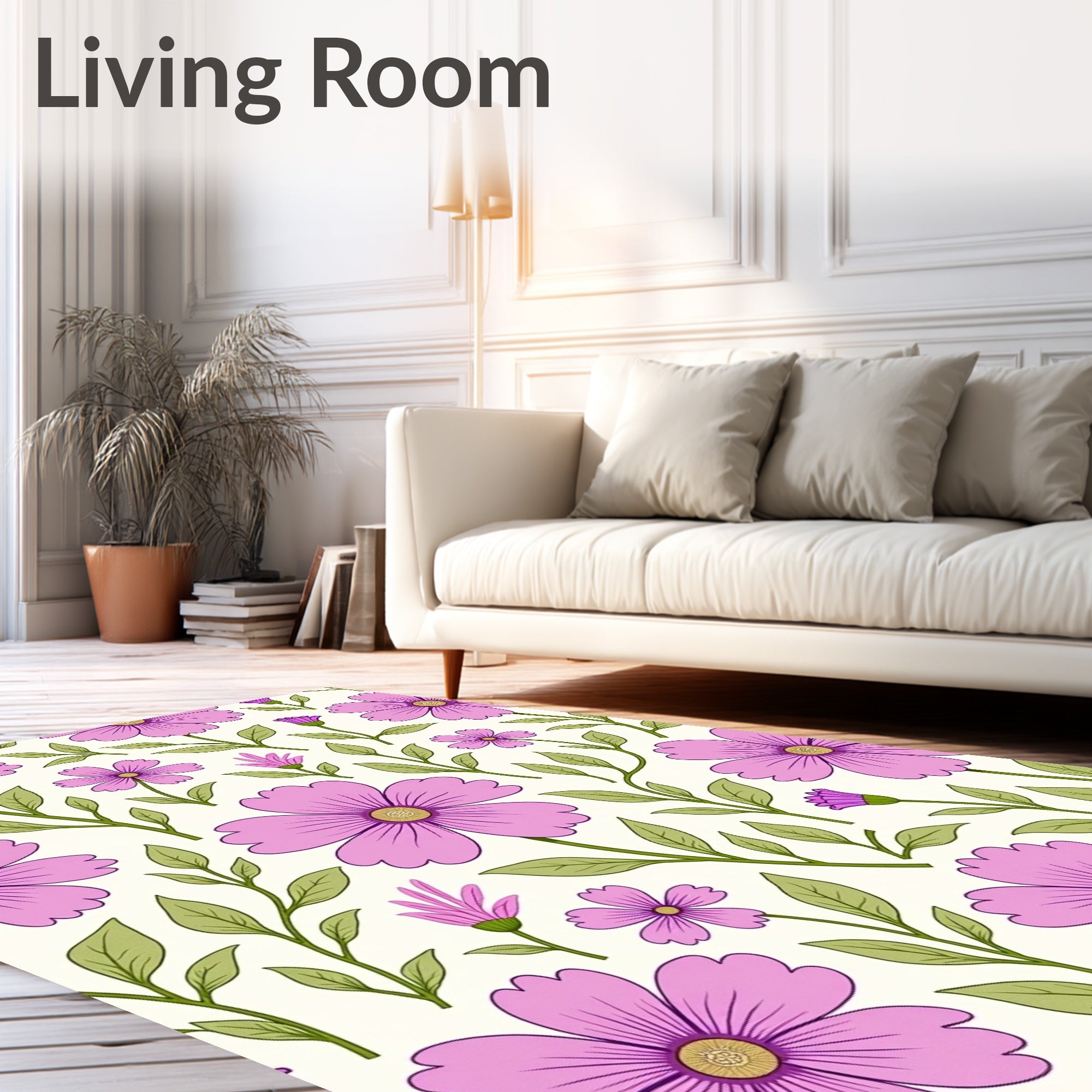 Radiant Pink Floral Meadow Rug