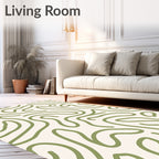 Sage Green Abstract Organic Lines Rug