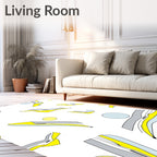 Abstract Yellow Gray Arch Forms Rug