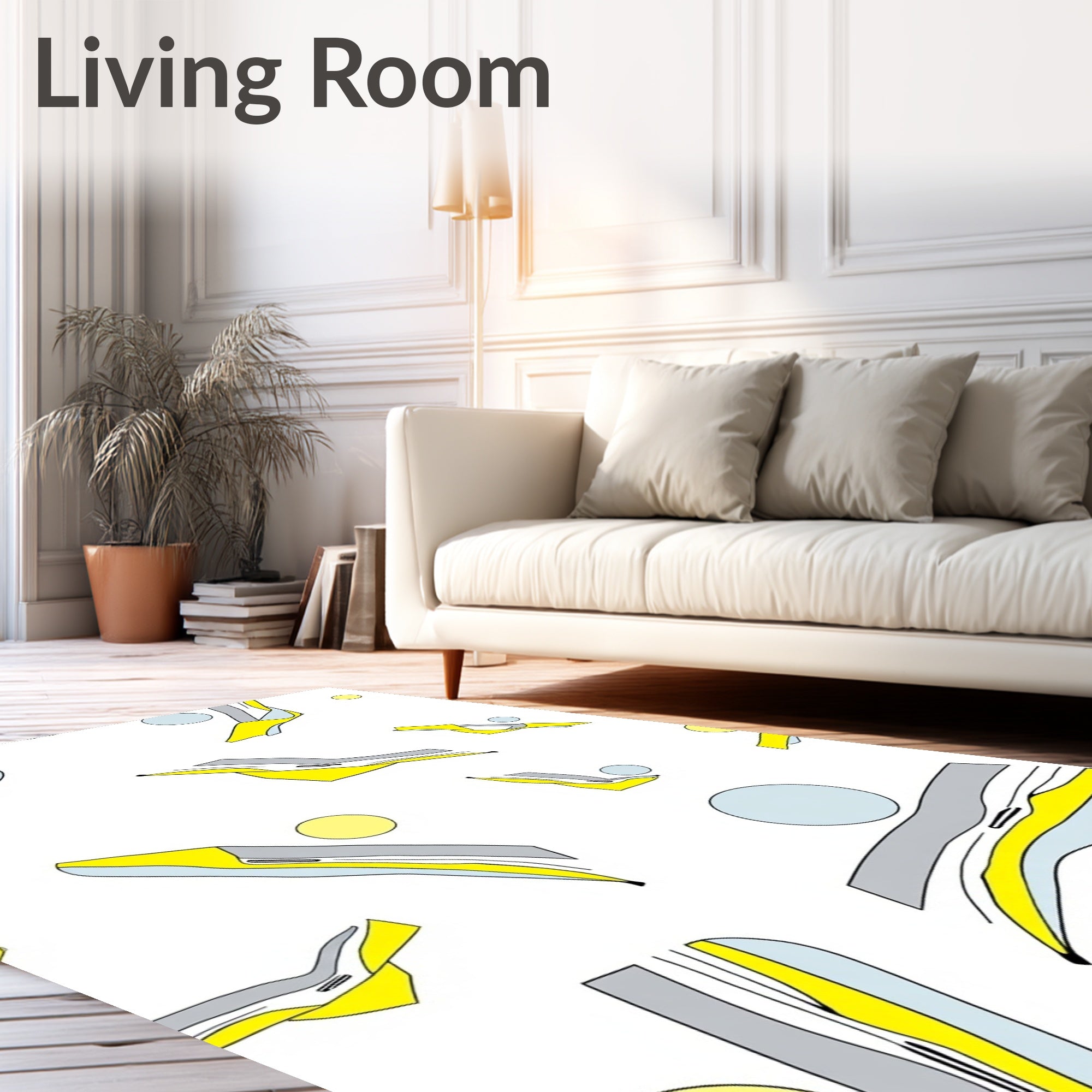 Abstract Yellow Gray Arch Forms Rug