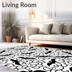Whimsical Black Bat Swirls Rug