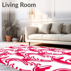 Bold Crimson Curving Abstract Rug