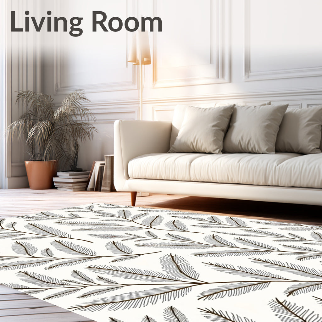 Brown Feathered Branch Botanical Rug