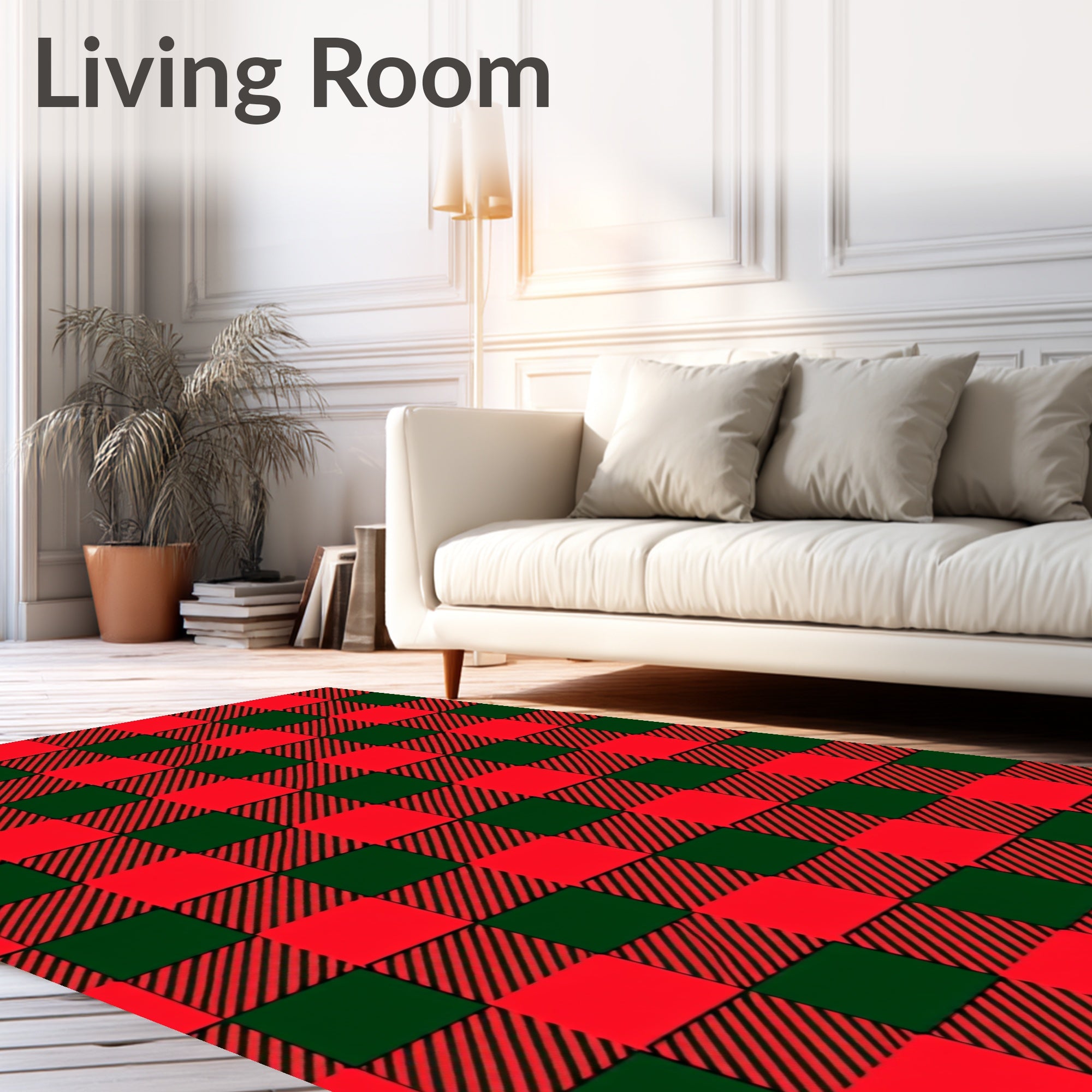 Red Green Buffalo Check Plaid Rug